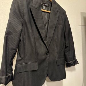 New York & Company Women's Charcoal Pinstripe Blazer
